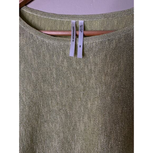 by Anthropologie  Alicia Shimmer Pullover Lime Green Linen Blend XS - Picture 4 of 6